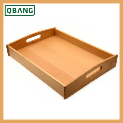 Wooden Food Bamboo Fiber Serving Tray with Handle Bamboo Bread Cookies Dinner Serving Plate